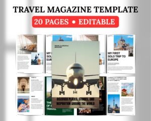 Editable Minimalist Travel Magazine Template, Canva Travel Guide, Modern Vacation Lookbook, Digital Editorial Layout,
