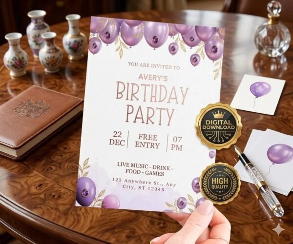 Kids Birthday Invitation, Canva Editable Party Invites for Boys and Girls, Customizable Birthday Template