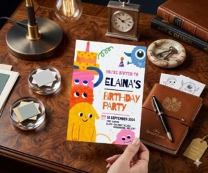 Monster Birthday Invitation Template, Colorful Playful Monster Kid Party Invites
