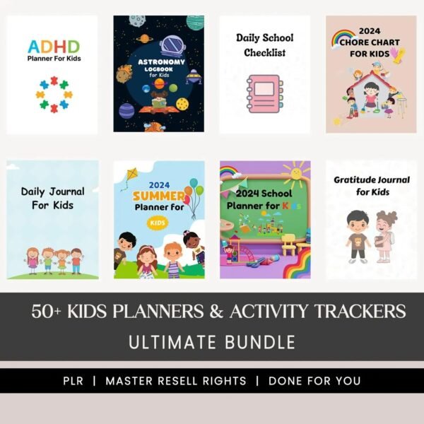 Kids Planner & Worksheets Mega Bundle, 50+ Printable Chore Charts, Homeschool Learning Activities