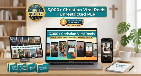 Christian Viral Reels PLR Bundle, 3,000+ Faith-Based Video Content Pack for Social Media Growth