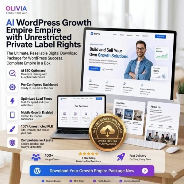 AI WordPress Growth Empire, Unrestricted Private Label Rights Digital Download for Blogging, Online Business