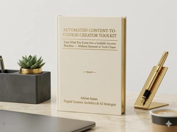 Automated Content-to-Course Creator Toolkit book on modern workspace with AI strategy