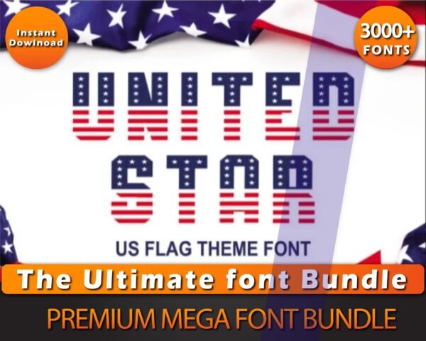 Patriotic Font Bundle, 100+ Premium US Flag Fonts in Bulk